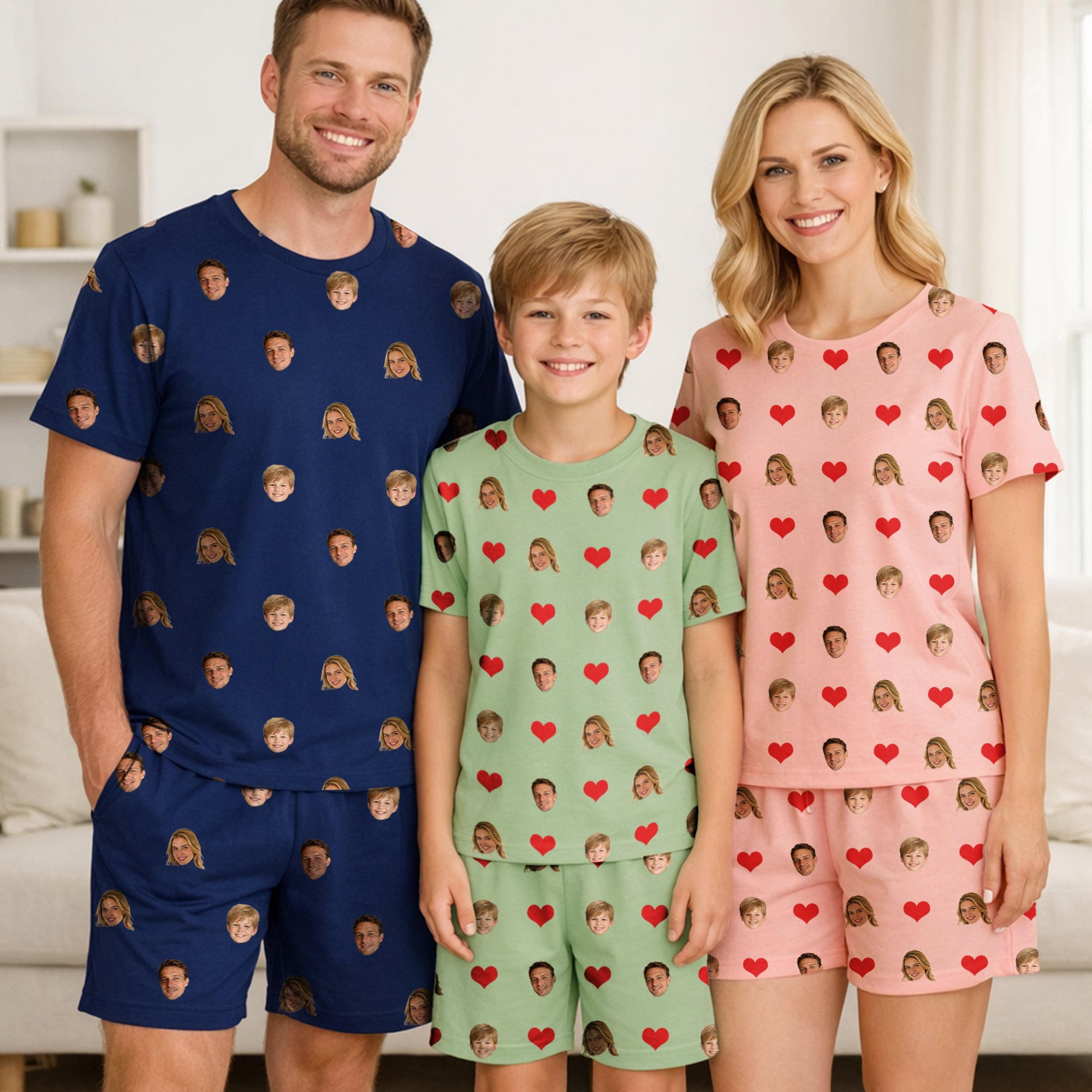 Conjunto de pijama familiar personalizado con 1 a 5 fotos de caras regalo de Día del Padre y Madre para hombres mujeres y niños