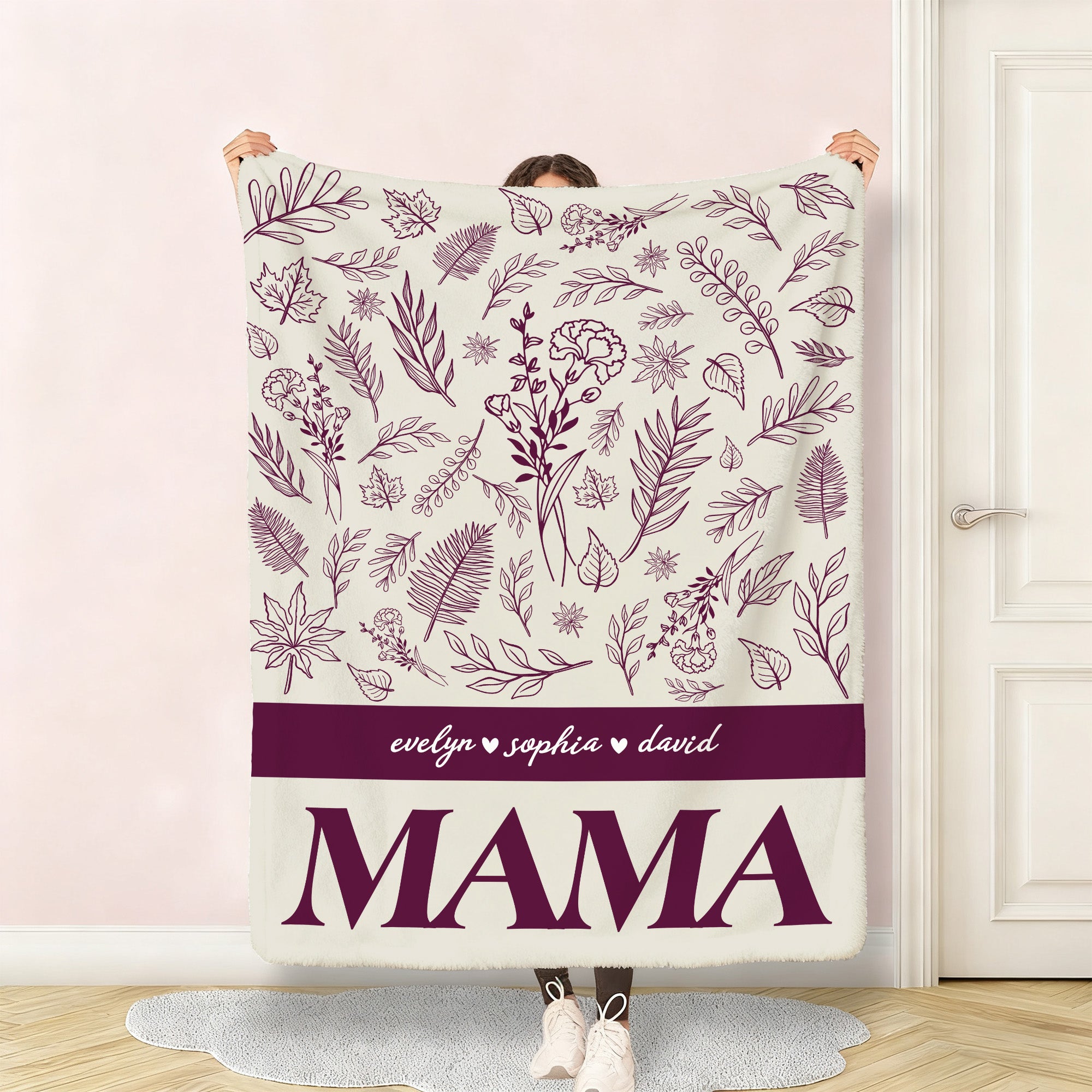 Personalizado Multicolor Nacimiento Flor Suave manta con nombre Decoración del hogar Cumpleaños Navidad Regalo para mamá abuela