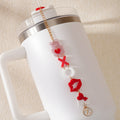 Personalizado Oso Labios Rojos Tumbler Charm con Letra Pajita Accesorios para 20 oz a 40 oz Stanley Tumbler Regalo de San Valentín para Pareja