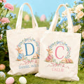 Conejito de Pascua con lazo personalizado Bolsa de lona con inicial y nombre Regalo diario para niños el Día de Pascua