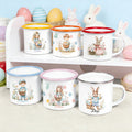 Personalizada Curación Arte Caricatura Ilustración Niño Niña Conejito 12 oz Esmalte Taza con Nombre Uso Diario Pascua Fiesta Regalo para Niños