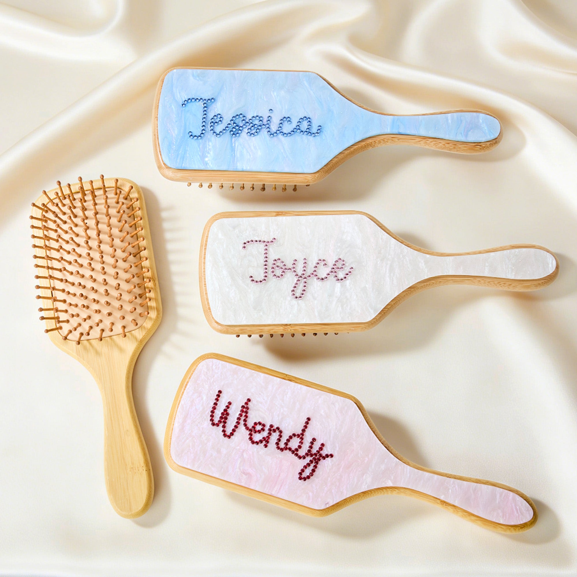 Exquisito cepillo para el pelo personalizado hecho a mano con nombre y piedras de cumpleaños Aniversario Regalo para dama de honor Amiga Madre