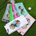Toalla de Golf Absorbente de Algodón 100% Personalizada con Nombre y Mosquetón Regalo de Cumpleaños para los Amantes del Golf