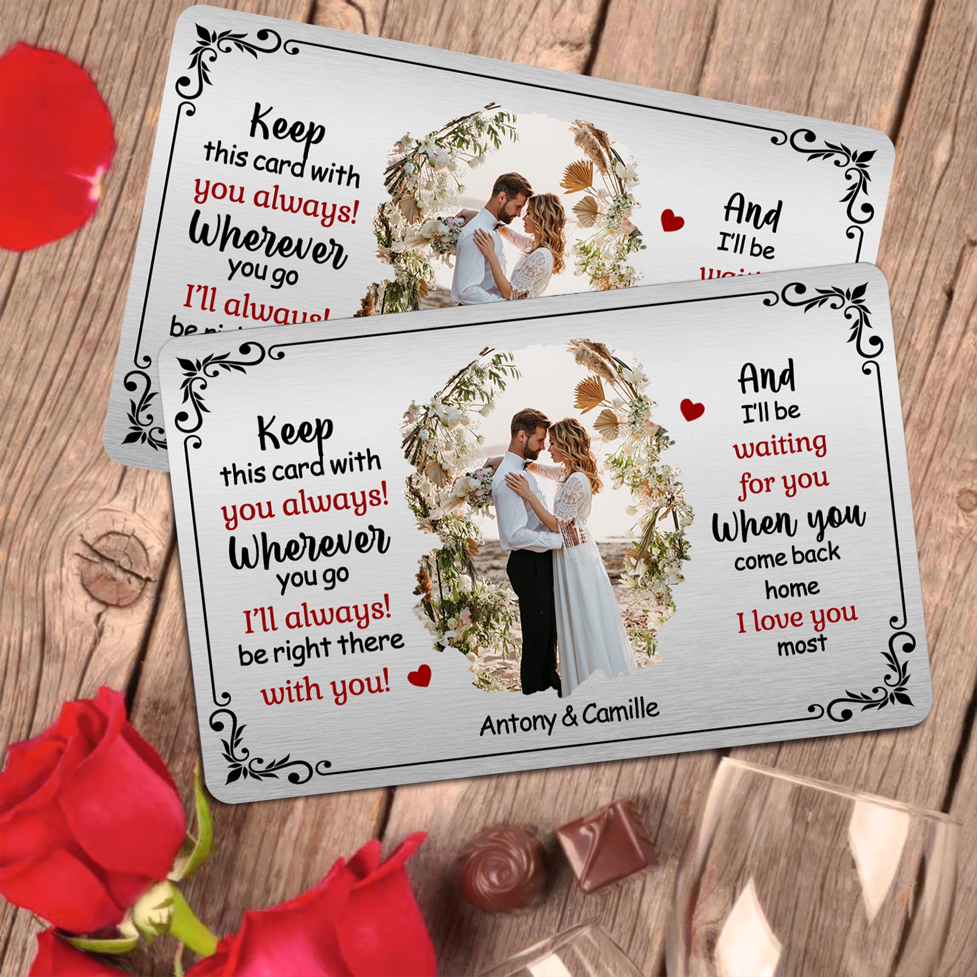 Tarjeta personalizada Keep This Card With You Always Tarjeta monedero con foto y nombre Regalo de San Valentín Aniversario para pareja