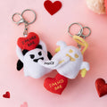 Llavero Personalizado Love Heart Glow-In-The-Dark Cute Boo Plush Angel Devil Keychain with Name and Text Valentine's Day Gift for Couples