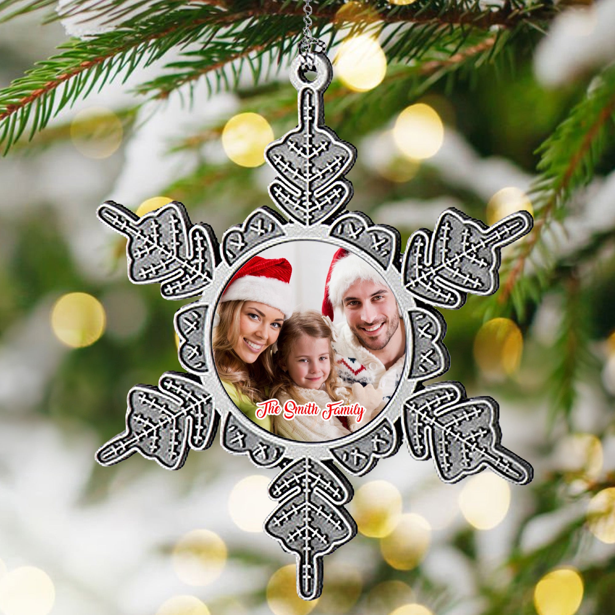 Personalizado divertido de Navidad Foto Copo de Nieve Ornamento con Texto Decoración para el Hogar Regalo de Navidad para la Familia Amigos