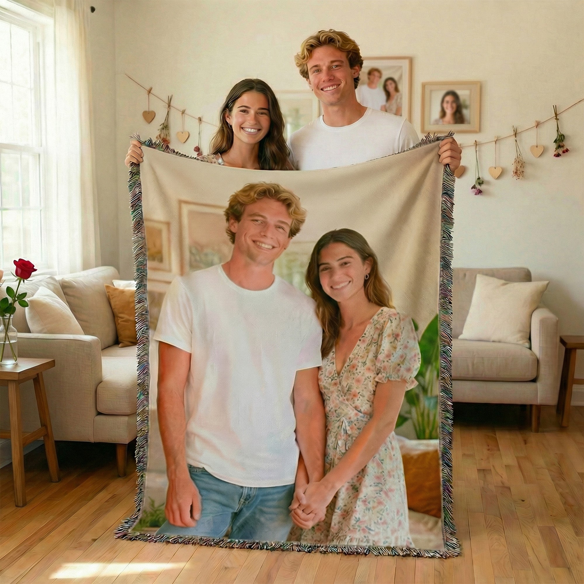 Foto personalizada diseño suave manta con borla decoración del hogar cumpleaños aniversario regalo para la familia amigo