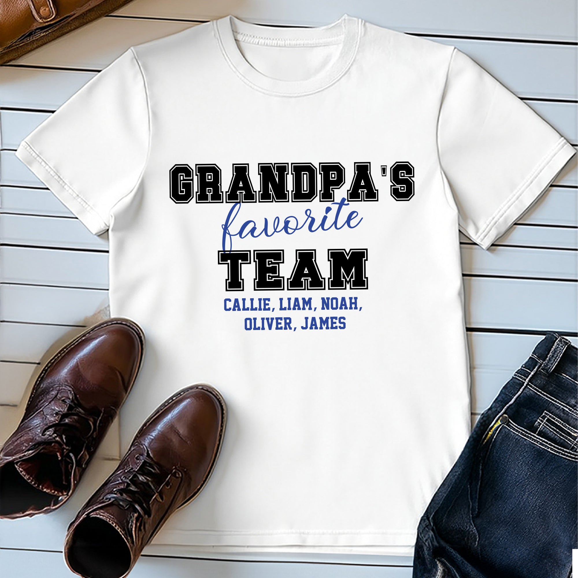 Personalizada Equipo Favorito Multicolor 100% Algodón Camiseta con Título y Nombre Cumpleaños Día del Padre Regalo para Papá Abuelo