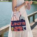 Bolsa de lona personalizada con diseño de flor danesa y nombre de gran capacidad regalo de aniversario y cumpleaños para mujeres