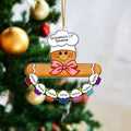 Personalizado pastel de pan de jengibre panadero acrílico ornamento con el título y el nombre del árbol de Navidad decoración del hogar regalo de aniversario para la mamá abuela