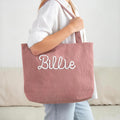 Bolsa de pana personalizada multicolor de gran capacidad con nombre Uso diario Regalo de cumpleaños para amiga Dama de honor