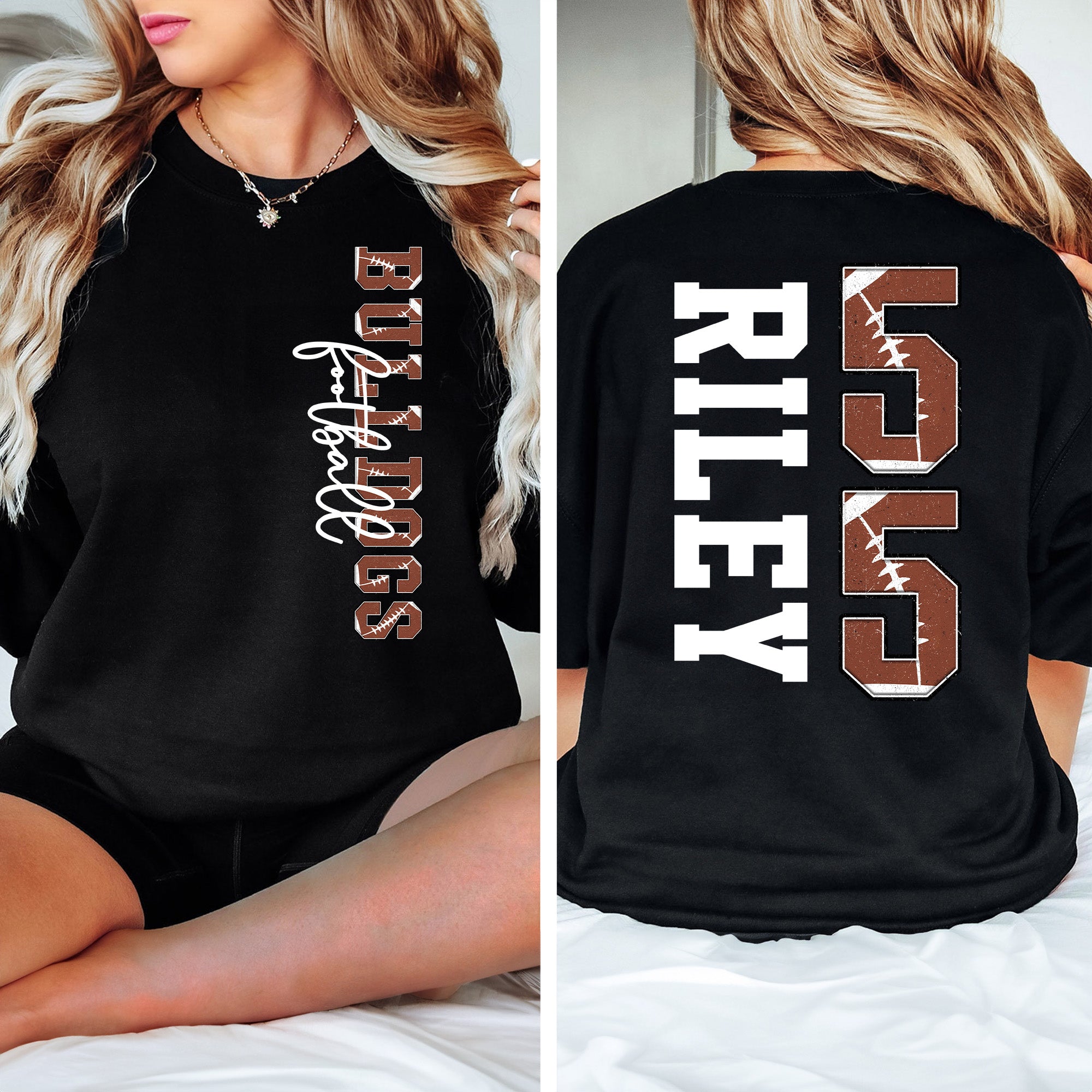 Diseño de fútbol personalizado Unisex Camiseta Sudadera Sudadera con capucha con nombre y número Game Day Club Regalo para mamá amantes del fútbol
