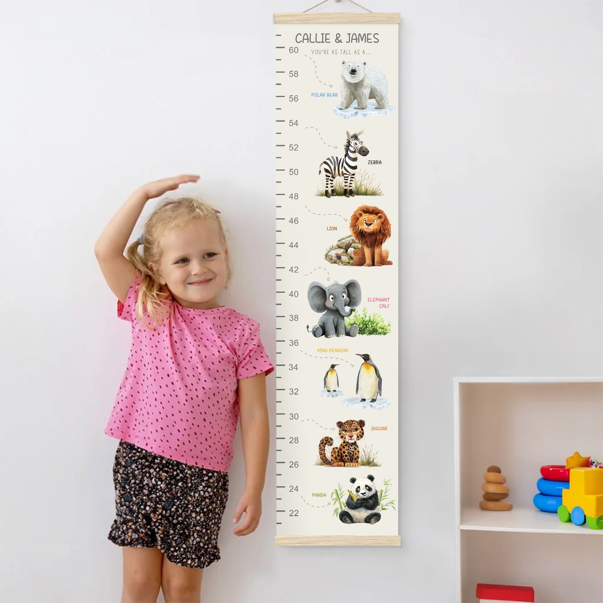 Personalizado Animal Niños Crecimiento Altura Tabla con Nombre Decoración Dormitorio Cumpleaños Regalo para Bebé Niños