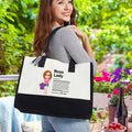 Personalizado Boss Lady Cartoon Character Large Canvas Tote Bag with Name Travel Accessories Birthday Holiday Anniversary Gift for Woman Trabajadores