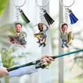 Llavero de acrílico con borla para el Día del Padre, regalo de cumpleaños para los entusiastas de la pesca.