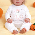 Babero personalizado con lazo fantasma para bebé niña Body para bebé con nombre Primer regalo de Halloween para padres primerizos