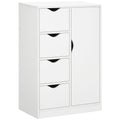 Bathroom Floor Cabinet, Freestanding Storage Unit with 4 Drawers and Door Cupboard, White