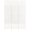 3 Panel Folding Room Divider, Portable Privacy Screen, Wave Fiber, White