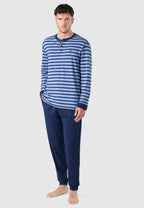 Pijama Hombre Largo Tapeta Punto Rayas - Azul 5308_36