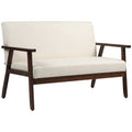 48" Modern Loveseat with Rubber Wood Legs 2-Seater Sofa, Cream White