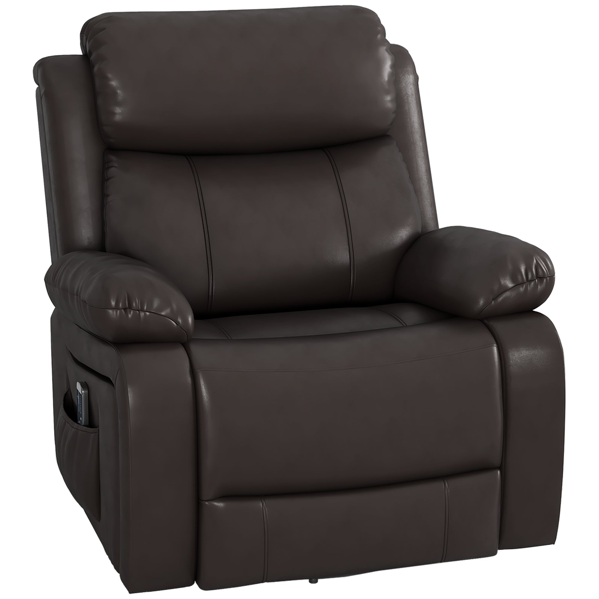 Swivel Rocker Manual Recliner with 8 Vibration Massage and Remote PU Leather Brown