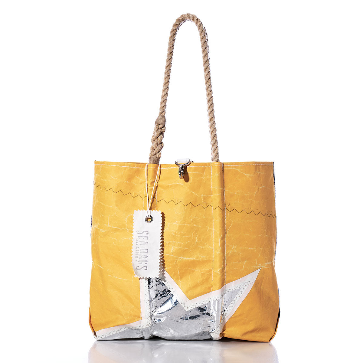 Auction Yellow Silver Star Tote Handmade in Maine from Recycled Sails