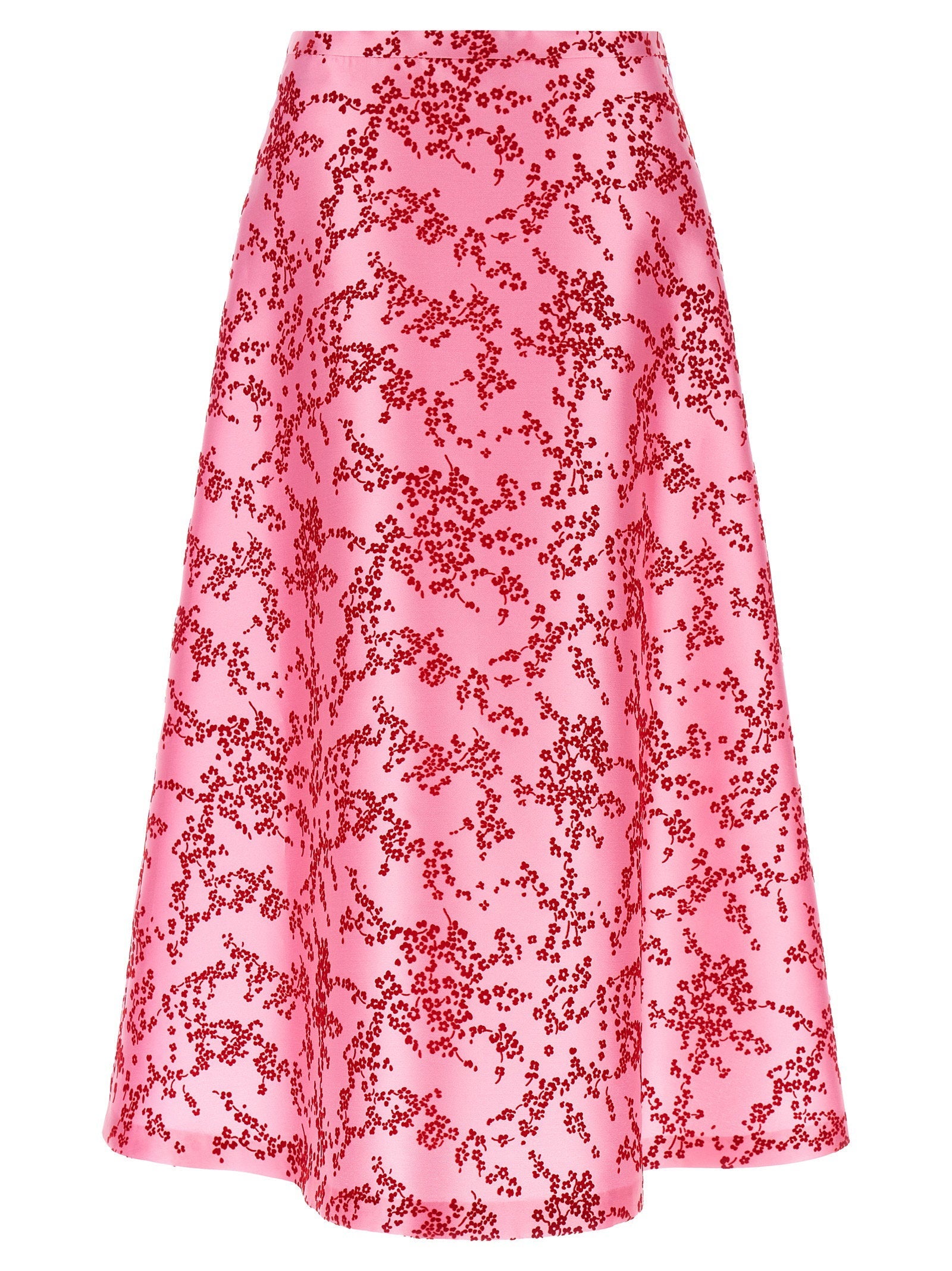 Alberta Ferretti Mikado Floral Skirt — Pink