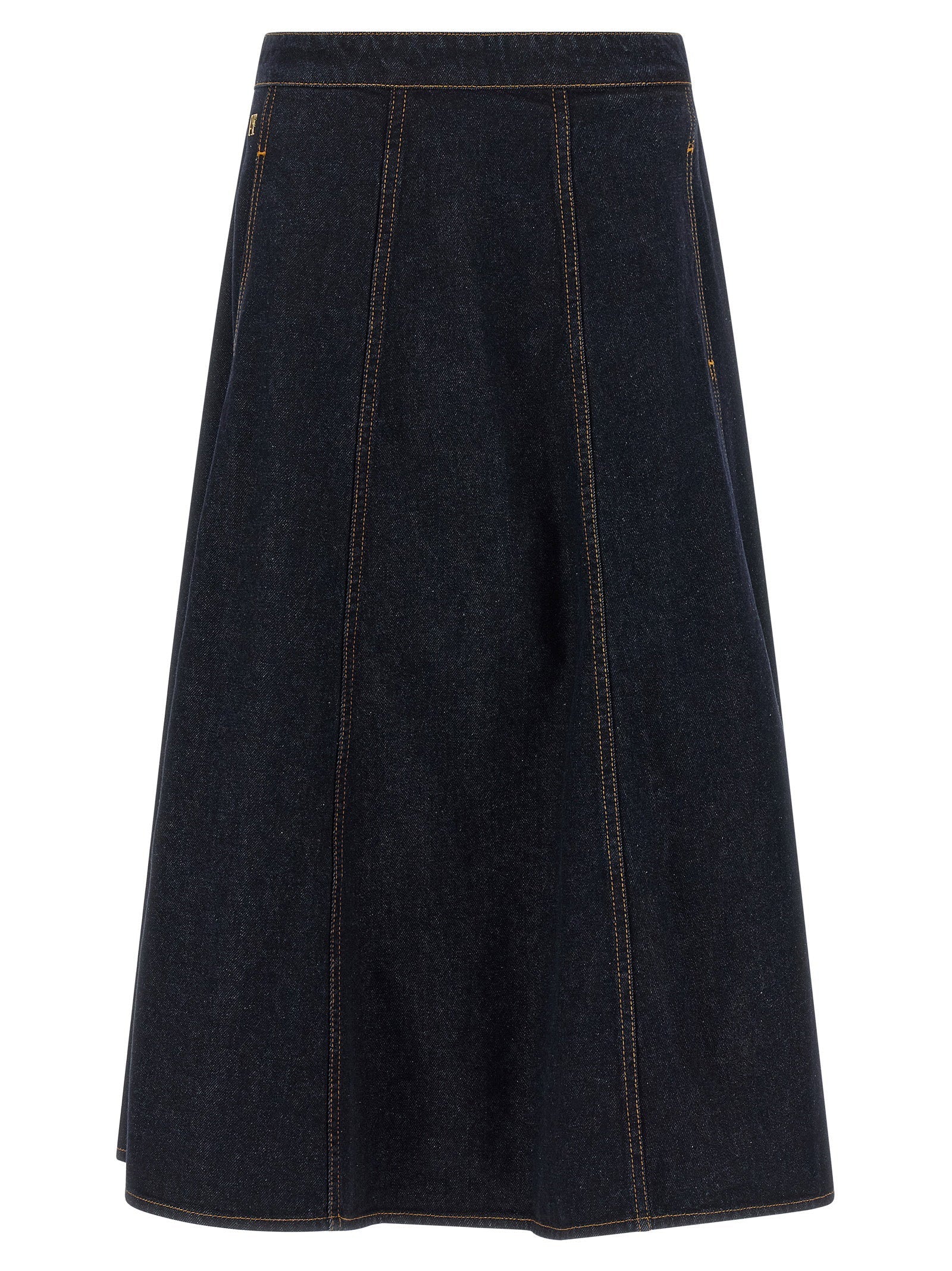 Alberta Ferretti Denim A-Line Maxi Skirt — Dark Blue