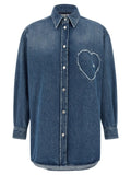 Moschino Heart-Detail Denim Shirt — Blue