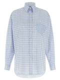 Moschino Heart-Patch Vichy Cotton Shirt — Blue