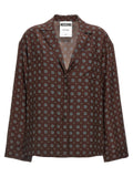 Moschino Geometric Silk Print Shirt — Brown