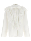 Alberta Ferretti Pleated Ruffle Blouse — White