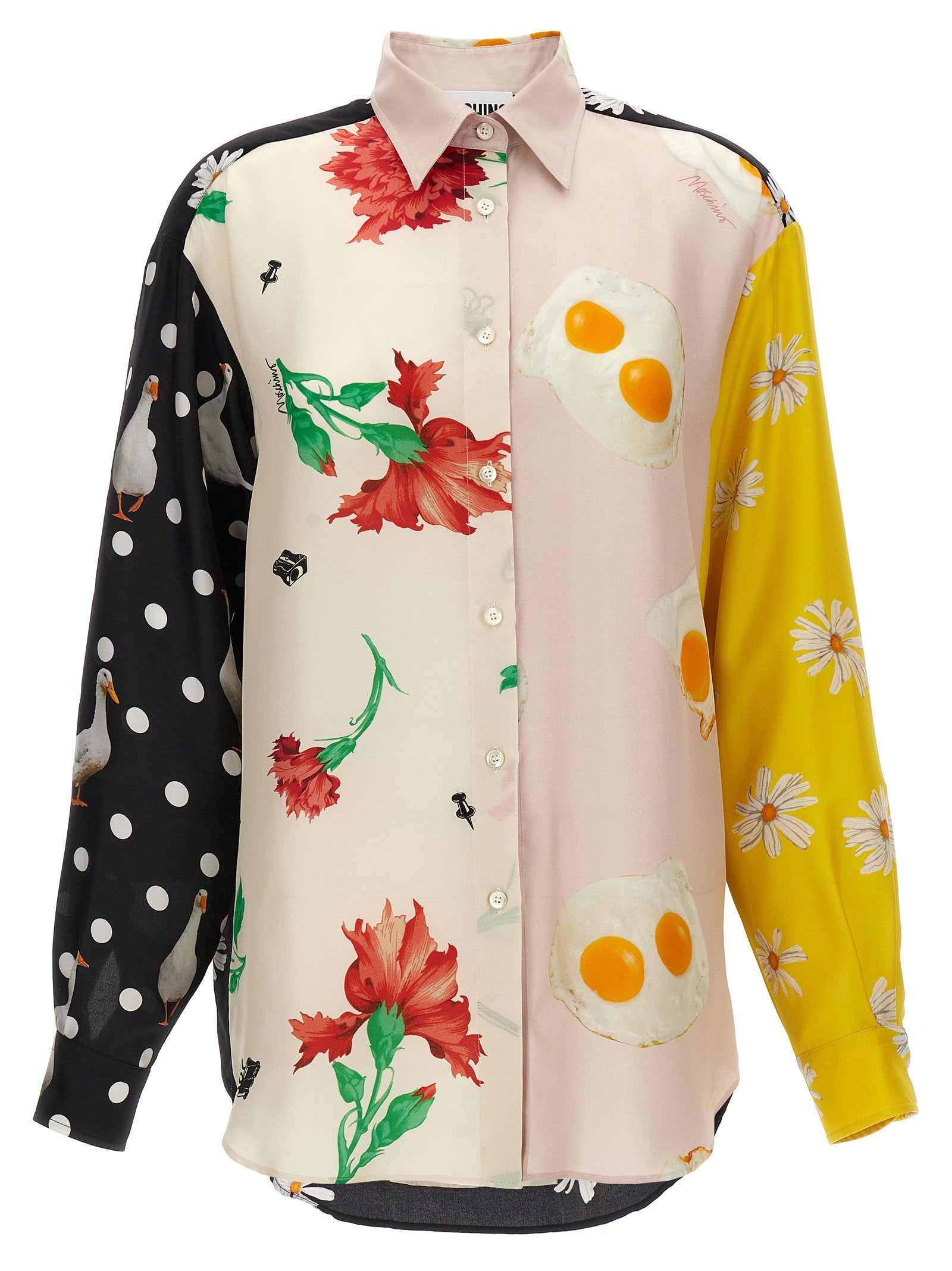 Moschino Patchwork Silk Print Shirt — Multicolor