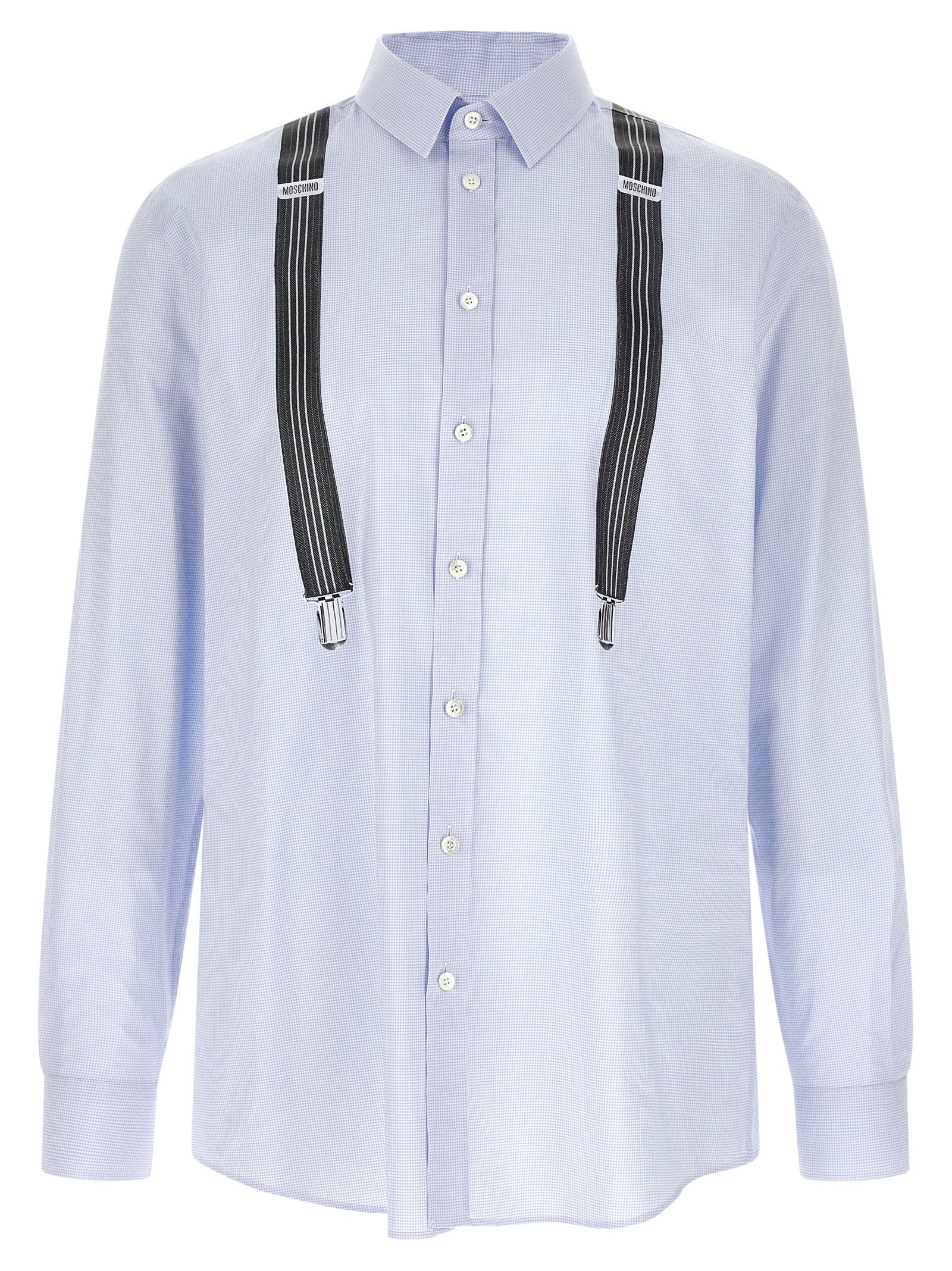 Moschino Trompe-l'œil Suspender Print Shirt — Light blue