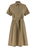 Peserico Cotton Poplin Chemisier Dress — Beige