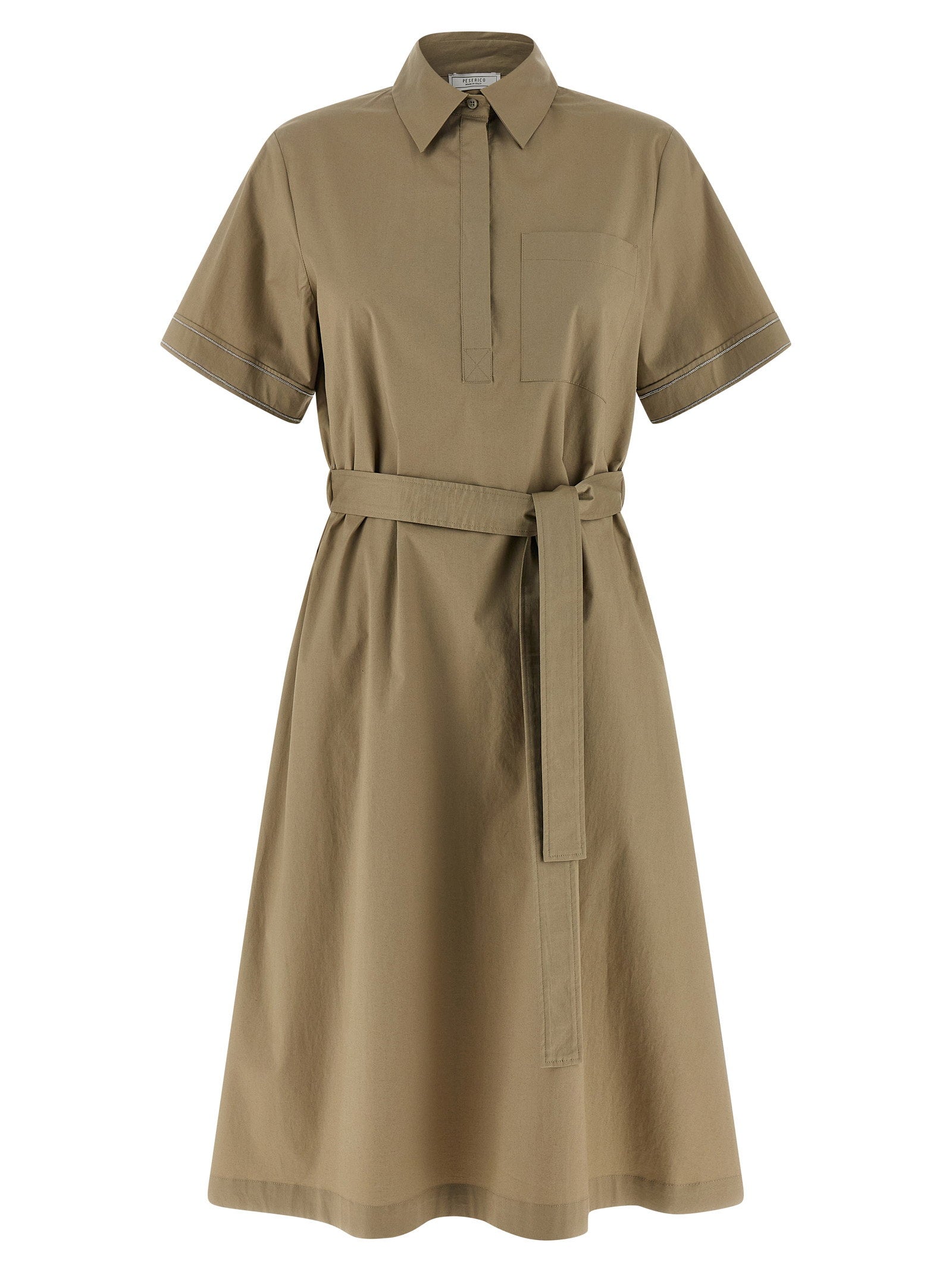 Peserico Cotton Poplin Chemisier Dress — Beige