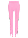 Moschino Logo-Striped Stretch Lycra Leggings — Pink
