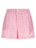 Moschino Duck-Print Silk Twill Shorts — Pink