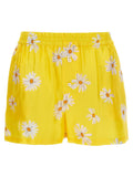 Moschino Daisy-Print Silk Shorts — Yellow
