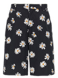 Moschino Daisy-Print Cotton Satin Bermuda Shorts — Black