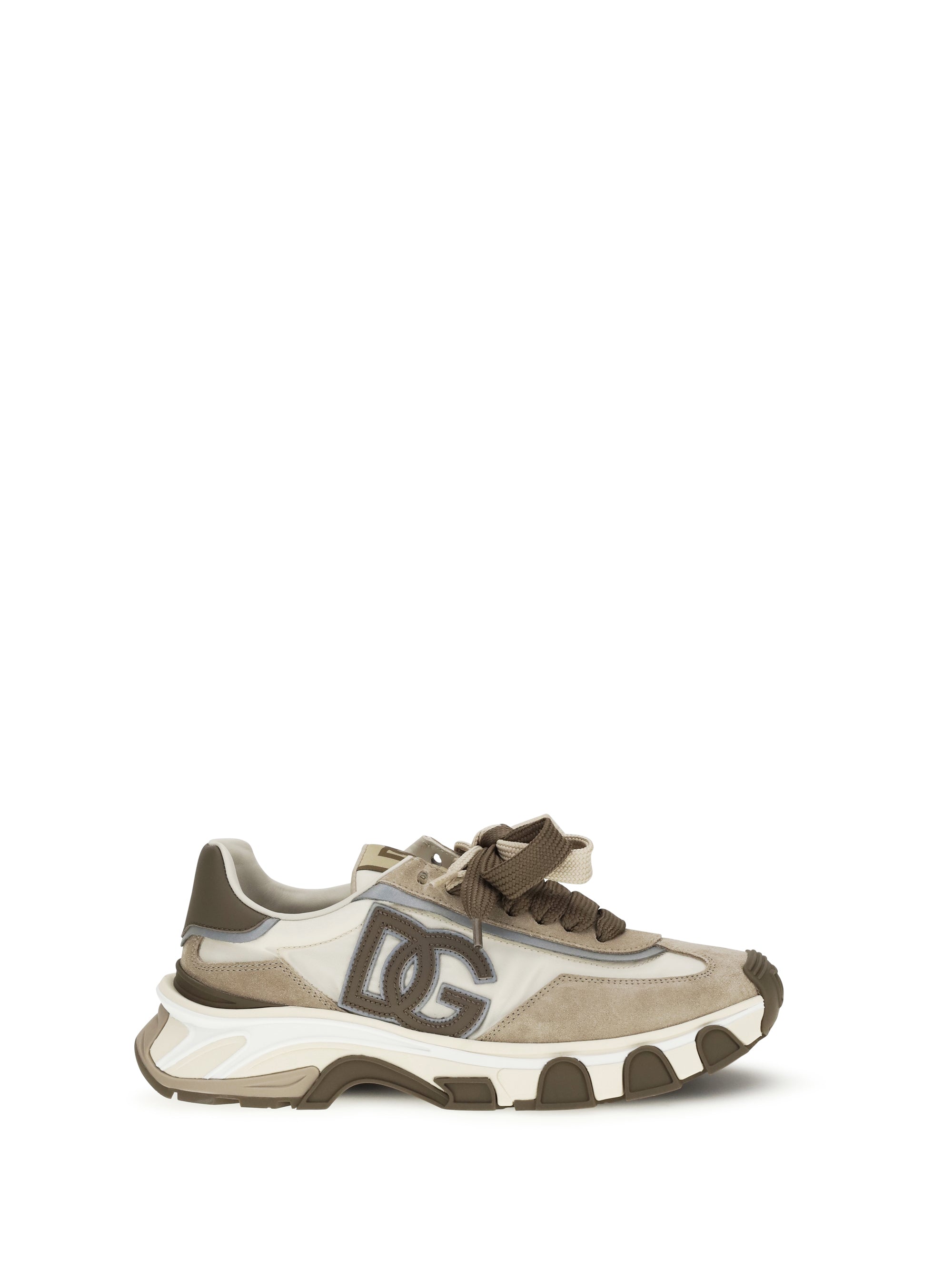 Dolce & Gabbana Leather and Mesh Sneaker — Beige
