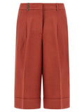 Peserico Viscose-Linen Blend Bermuda Shorts — Red
