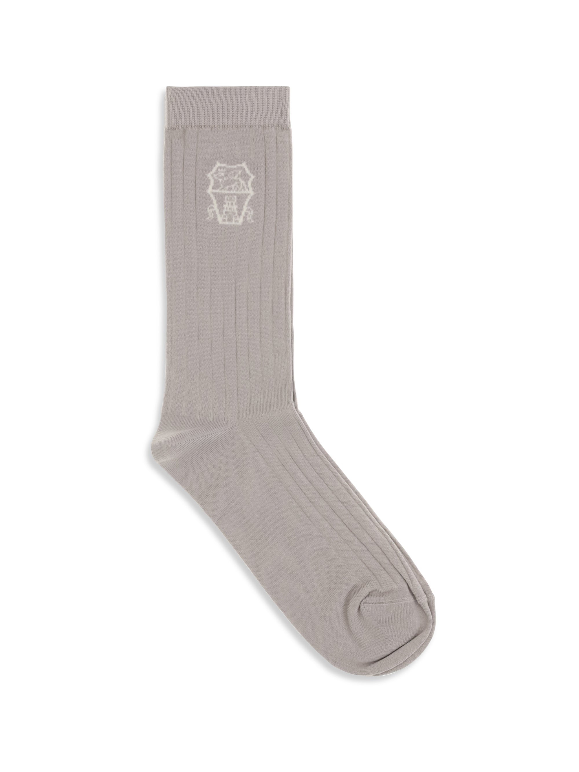 Brunello Cucinelli Logo-Embroidered Cotton Socks — Brown