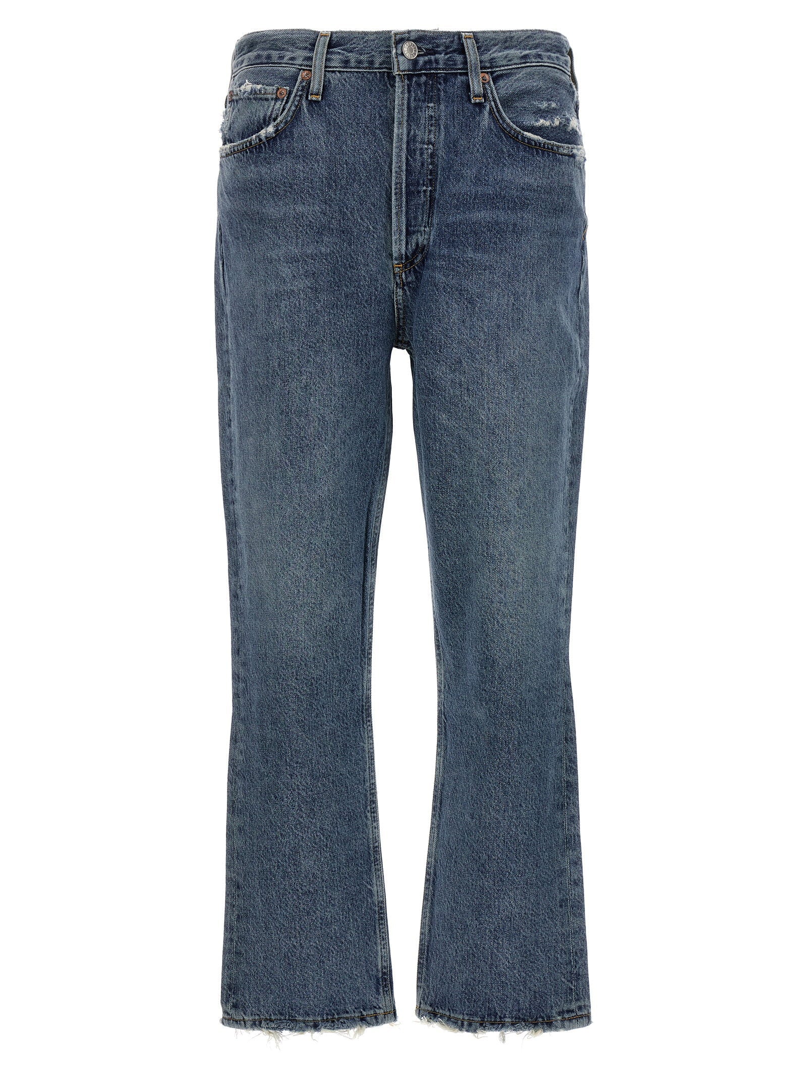Agolde High-Rise Straight Crop Jeans — Blue