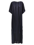 Di.la3 Pari' Silk with Satin Inserts Caftan Dress — Navy