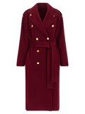Alberta Ferretti Double-Breasted Wool-Cashmere Coat — Burgundy