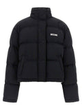 Moschino Logo-Print Quilted Puffer Jacket — Black
