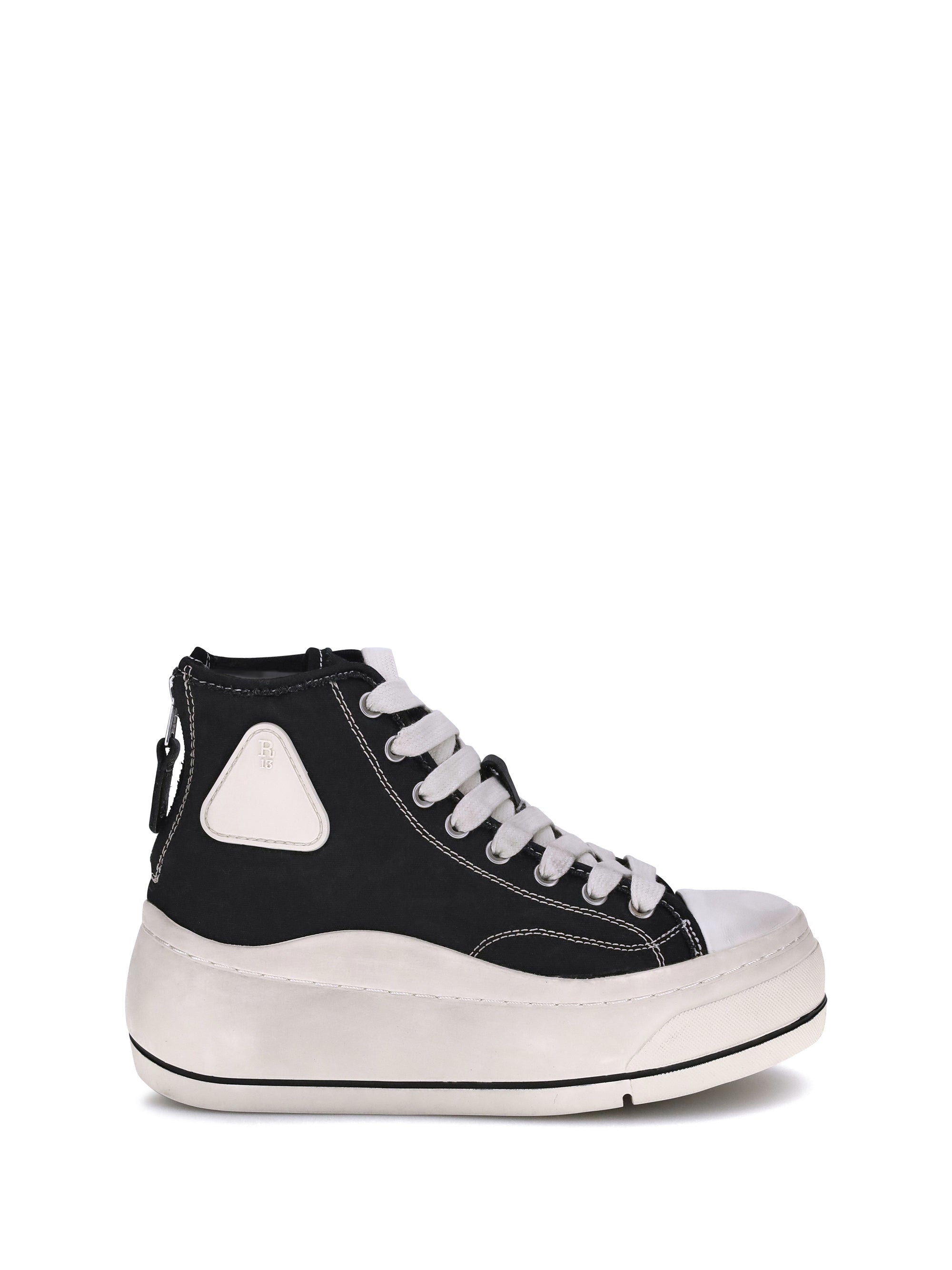 R13 Colorblock Platform High-Top Sneaker — Black