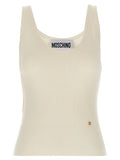 Moschino Ribbed Silk-Blend Tank Top — Cream