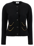 Moschino Merino Wool with Chain Detail Cardigan — Black